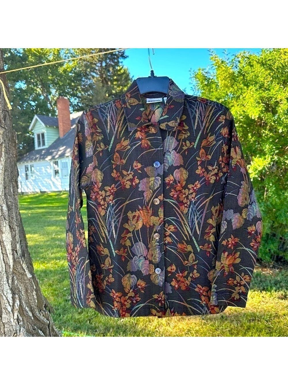 Chicos Floral Jacket Blazer Women's 4 (Chicos Size 0) Career Formal Professional
